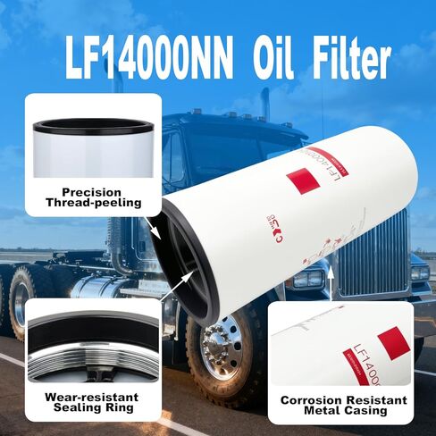 فلتر الزيت/التشحيم LF14000NN يناسب محركات الديزل Cummins ISX ISM QSX QSM QST X15 M11 المتوافقة مع LF9080 LF9001 LF14000NN P559000 4367100 BD7154 57746XD in Kuwait