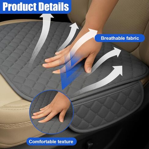 YoRise Comfortable Car Seat Cover, Linen Breathable Anti-Slip Front Bottom Seat Cushion Pad with Storage Pocket, Universal Auto Interior Seats Protector Accessories for Car Truck SUV (Gray) in Kuwait