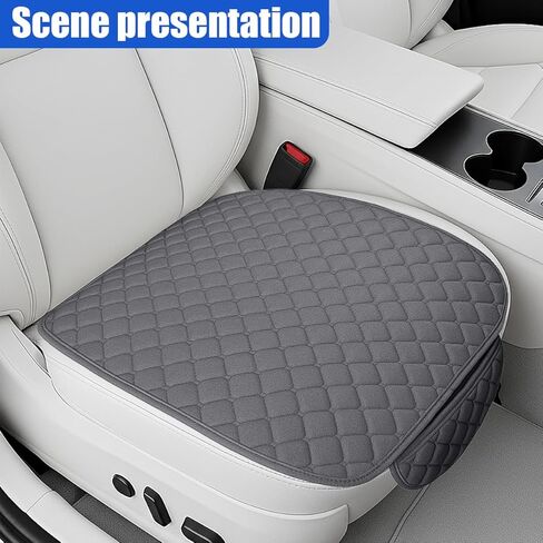 YoRise Comfortable Car Seat Cover, Linen Breathable Anti-Slip Front Bottom Seat Cushion Pad with Storage Pocket, Universal Auto Interior Seats Protector Accessories for Car Truck SUV (Gray) in Kuwait