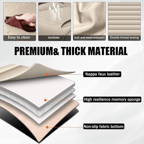 Car Seat Covers Universal Fit Most Cars,Trucks&SUVs, Faux Leather Seat Covers, Breathable and Waterproof Car Seat Protector, Automobile Accessories(Beige,Front Set) in Saudi Arabia