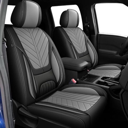 Car Seat Covers Full Set Fit for Ford Fusion 2007-2020: 5 Seat Auto Interior Accessories, Luxury Waterproof Faux Leather Car Seat Cover Protectors with Lumbar Support(Black&Grey) in Saudi Arabia