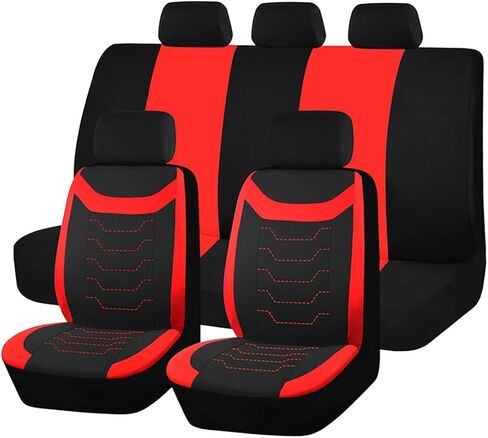 Car Seat Covers Full Sets, Breathble Polyester Cloth Vehicle Front & Rear Seat Protectors, Split Bench Automotive Interior Covers Accessories, Universal for Sedan SUV Truck (Purple) in Saudi Arabia