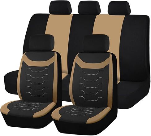 Car Seat Covers Full Sets, Breathble Polyester Cloth Vehicle Front & Rear Seat Protectors, Split Bench Automotive Interior Covers Accessories, Universal for Sedan SUV Truck (Purple) in Saudi Arabia