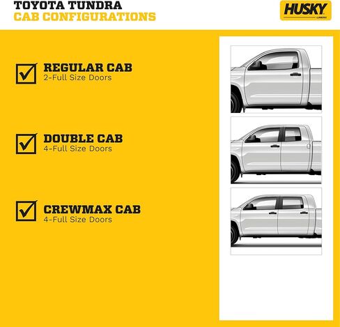 Husky Liners | Weatherbeater | Fits 2012 - 2021 Toyota Tundra CrewMax/Double Cab, 12-17 Tundra Regular Cab, 12-22 Sequoia | Front Row Liner, Black | 18561 in Saudi Arabia
