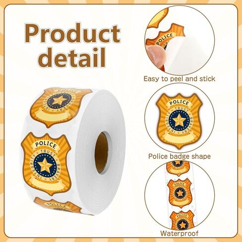 DECYOOL 800 Pcs Police Badge Stickers, Police Badge Name Tag Stickers Label Decals for Birthday Party Favors School Rewards Offices Supplies in Saudi Arabia