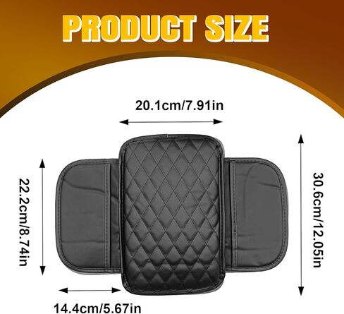 Car Center Console Cover with 2 Storage, Upgraded Microfiber Leather Car Arm Rest Cover, Car Interior Accessories Universal Armrest Cover for Car Storage Box for Sedan(Black) in Saudi Arabia