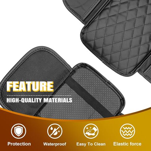 Car Center Console Cover with 2 Storage, Upgraded Microfiber Leather Car Arm Rest Cover, Car Interior Accessories Universal Armrest Cover for Car Storage Box for Sedan(Black) in Saudi Arabia