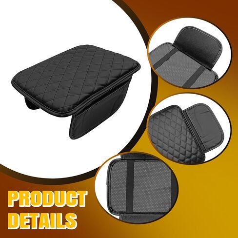 Car Center Console Cover with 2 Storage, Upgraded Microfiber Leather Car Arm Rest Cover, Car Interior Accessories Universal Armrest Cover for Car Storage Box for Sedan(Black) in Saudi Arabia