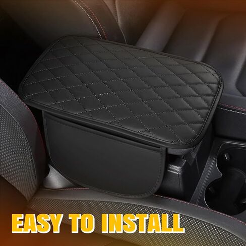 Car Center Console Cover with 2 Storage, Upgraded Microfiber Leather Car Arm Rest Cover, Car Interior Accessories Universal Armrest Cover for Car Storage Box for Sedan(Black) in Saudi Arabia