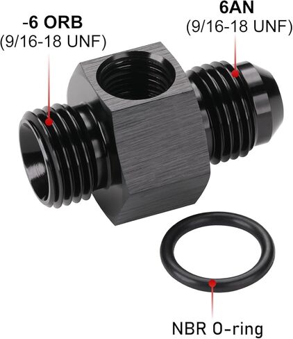 8AN ذكر مضيئة إلى 8AN -8 ORB ذكر مع 1/8 NPT مقياس منفذ ضغط الوقود المناسب محول الألومنيوم الأسود in Saudi Arabia