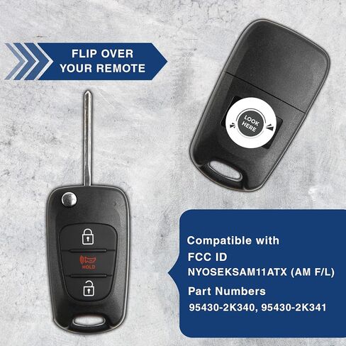 KeylessOption Keyless Entry Car Remote Flip Ignition Key Fob for 2011-2013 Kia Soul 2012-2013 Kia Sportage (Pack of 2) in Kuwait