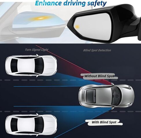 مرآة جانبية للركاب متوافقة مع 2021 2022 2023 2024 2025 Hyundai Elantra مع زجاج طاقة ساخن وإشارات انعطاف النقطة العمياء دليل قابل للطي 8 دبابيس باللون الأسود in Kuwait