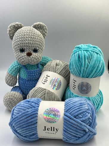 Jelly Chunky 3 Skein Chenille Blanket amigurumi Yarn for Crocheting and Knitting Super Bulky 3x100 gr (132 yds) (60-Chestnut) in Saudi Arabia