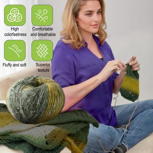 Ball of Yarn Knitting & Crocheting - Hand Dyed Yarns,for Blankets, Scarves, Shawls and Garments,Green in Saudi Arabia