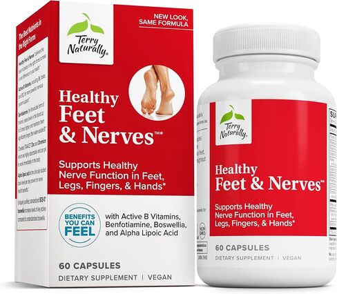 Terry Naturally Healthy Feet & Nerves - 120 Capsules, Pack of 2 - Supports Healthy Nerve Function in Feet, Legs, Fingers & Hands - Non-GMO, Vegan, Gluten Free - 120 Total Servings in Kuwait