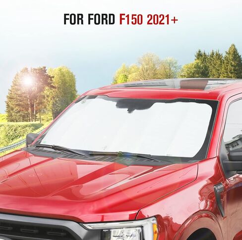 Jimen for 2021+ F150 Window Sun Shade، واقي من الشمس للزجاج الأمامي التلقائي متوافق مع Ford F150 2021-2023 in Saudi Arabia