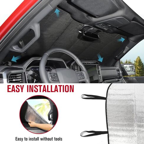Jimen for 2021+ F150 Window Sun Shade، واقي من الشمس للزجاج الأمامي التلقائي متوافق مع Ford F150 2021-2023 in Saudi Arabia