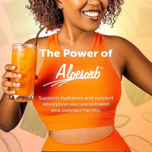 EcoDrink Multivitamin Energy Powder Drink Mix - Electrolytes Antioxidants Nutrients - Sugar and Caffeine Free - Peach Mango Flavor Powder, 30 Packets in Kuwait