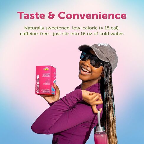 EcoDrink Multivitamin Energy Powder Drink Mix - Electrolytes Antioxidants Nutrients - Sugar and Caffeine Free - Peach Mango Flavor Powder, 30 Packets in Kuwait