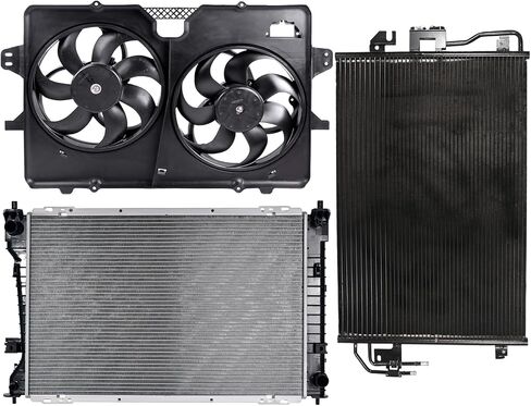 ECCPP 621-038 Cooling Fan*1 + 13040 Radiator*1 + 3675 Condenser*1 Fit for 2008-2012 for Ford for Escape 2008-2011 for Mazda for Tribute 2009-2011 for Mercury for Mariner in Saudi Arabia