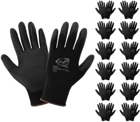 Global Glove PUG-17 Lightweight Polyurethane Dipped Work Gloves, Anti-Static/Electrostatic Compliant with Secure Grip, Bare Hand Sensitivity, Black, 12 Pairs, Medium in Saudi Arabia