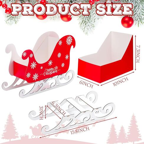 Kathfly 10 Set 15.8'' Large Christmas Sleigh Basket Gifts Bulk DIY Wooden Santa Sled Basket Empty Christmas Sleigh Decor Paper Gift Boxes Wooden Sled Runners Xmas DIY Craft for Holiday Supplies in Saudi Arabia