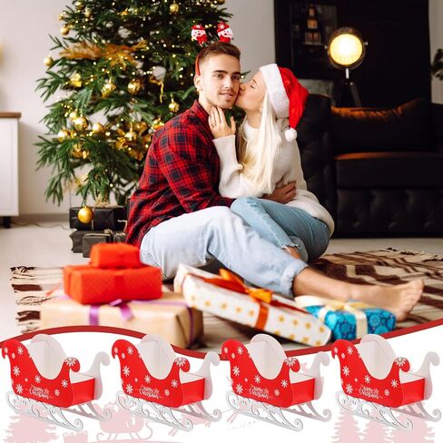 Kathfly 10 Set 15.8'' Large Christmas Sleigh Basket Gifts Bulk DIY Wooden Santa Sled Basket Empty Christmas Sleigh Decor Paper Gift Boxes Wooden Sled Runners Xmas DIY Craft for Holiday Supplies in Saudi Arabia