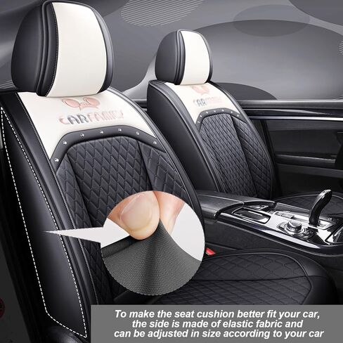 غطاء مقعد الدب الكرتوني 5 مقاعد جلد كامل مقاوم للماء أغطية مقاعد السيارة مجموعة كاملة من الجلد غطاء وسادة السيارة للسيارات سيارات الدفع الرباعي شاحنة البيك اب مجموعة عالمية (وردي) in Kuwait