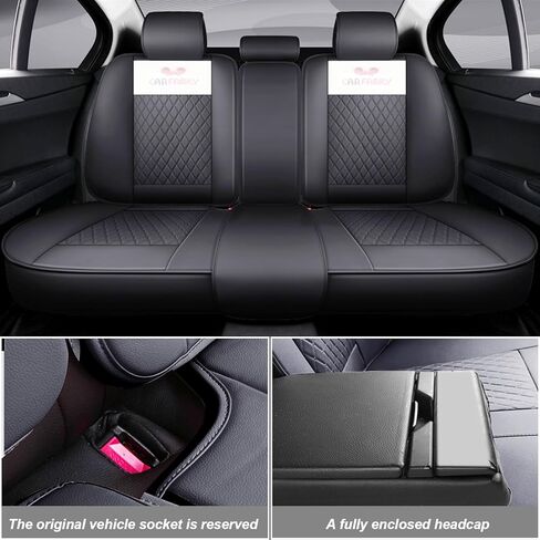 غطاء مقعد الدب الكرتوني 5 مقاعد جلد كامل مقاوم للماء أغطية مقاعد السيارة مجموعة كاملة من الجلد غطاء وسادة السيارة للسيارات سيارات الدفع الرباعي شاحنة البيك اب مجموعة عالمية (وردي) in Kuwait