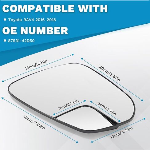 Left Driver Side Mirror Glass with Blind Spot Compatible with Toyota Rav4 2016-2018 4Runner 14-20 Replacement Heated Chrome Convex Outside Rear View Mirror Backing Plate and Rear Holder in Saudi Arabia