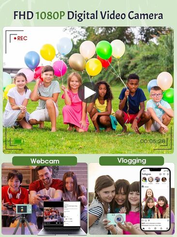 Digital Camera, 1080P 48MP Autofocus Digital Camera for Kids with 32GB Memory Card, 2 Batteries, 16X Digital Zoom, Compact Small Point and Shoot Camera for Boys Girls Teens Children Beginner,Pink in Kuwait