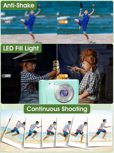 Digital Camera, 1080P 48MP Autofocus Digital Camera for Kids with 32GB Memory Card, 2 Batteries, 16X Digital Zoom, Compact Small Point and Shoot Camera for Boys Girls Teens Children Beginner,Pink in Kuwait