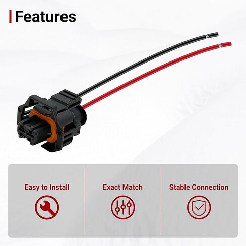 Engine Coolant Temperature Sensor Connector Pigtail Wiring Harness Compatible with Chevy Chevrolet GMC Saturn Hyundai Buick Kia Cadillac Porsche, Replaces 88953309 in Kuwait