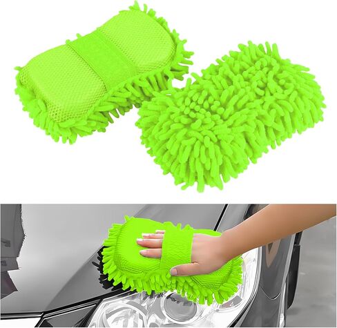 2PCS Microfiber Car Wash Sponge, Double Sided Chenille Microfiber Car Wash Mitt, Scratch Free & Lint Free, Absorbent Automotive Washing Sponges, Auto Cleaning Supplies (Royal Blue) in Saudi Arabia