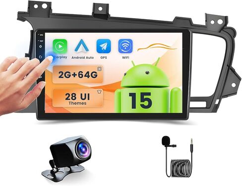ستيريو سيارة مطور بنظام Android لكيا أوبتيما K5 2010-2013، راديو سيارة بشاشة تعمل باللمس 2+64 جيجا بايت 9 بوصات عالية الدقة مع تشغيل لاسلكي، Android Auto، GPS، WiFi، Bluetooth، SWC، ميكروفون، رابط مرآة الكاميرا الاحتياطية، FM in Saudi Arabia