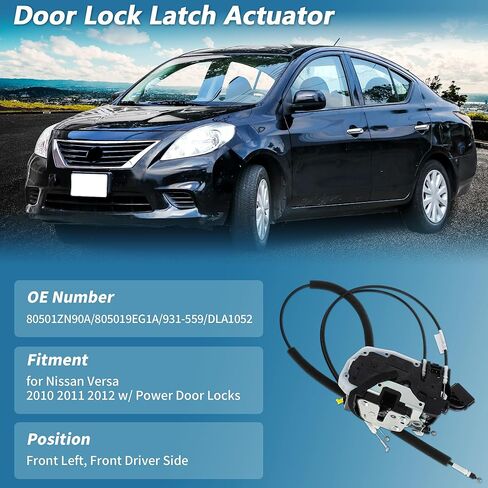Motoforti Front Left Power Door Lock Latch Actuator for Nissan Versa 2010-2012 No.80501ZN90A/805019EG1A Door Lock Actuator Assembly Motor Front Driver Side Door Latch Assembly with Rod in Saudi Arabia