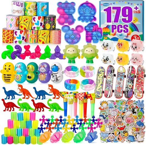 Party Favors for Kids 4-8,8-12,179 Pcs Goodie Bags Stuffers for Kids,Pinata Stuffers,Treasure Box Toys for Classroom,Pop It Fidget Toys,Fidget Toys Bulk,Carnival Prizes,Treasure Chest Prizes in Saudi Arabia