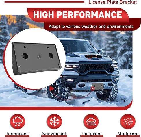 حامل دعامة لوحة الترخيص الأمامية متوافق مع Dodge RAM 1500 New Bodystyle DT Rebel & TRX 2019-2024، بديل لـ 68274219AD CH1068153، إطارات تثبيت لوحة الترخيص الممتصة للصدمات in Saudi Arabia