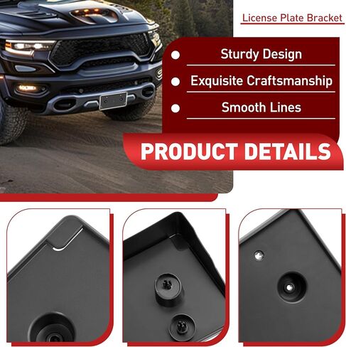 حامل دعامة لوحة الترخيص الأمامية متوافق مع Dodge RAM 1500 New Bodystyle DT Rebel & TRX 2019-2024، بديل لـ 68274219AD CH1068153، إطارات تثبيت لوحة الترخيص الممتصة للصدمات in Saudi Arabia