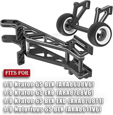 Aluminum Wing Mount & Wheelie Bar Set Upgrades Part for 1/8 Kraton 6S BLX(EXB),1/8 Notorious 6S BLX V6 Brushless RC Monster Trucks,RC Wheelie Bar Wing Mount Set,Replace ARA320758,Black in Saudi Arabia
