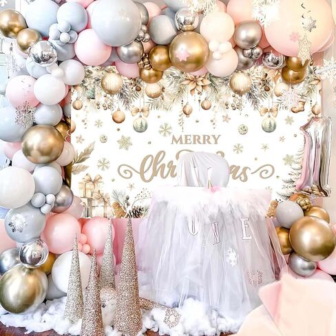 MEHOFOND Merry Christmas Party Backdrop, Gold Snowflakes Christmas Tree Merry Xmas Photo Photography Background Boho Merry Christmas Party Banner 5.9x3.6ft in Saudi Arabia