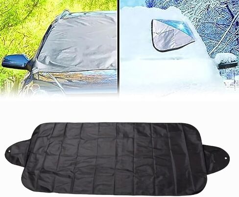 360 All-Weather Sunshade Ice Cover 2pk, Heavy-Duty and Reversible Windshield Cover Protector from Heat and Snow, Anti Snow Windshield Protector Fits for Any Car, Trucks, SUVs (2pc) in Saudi Arabia