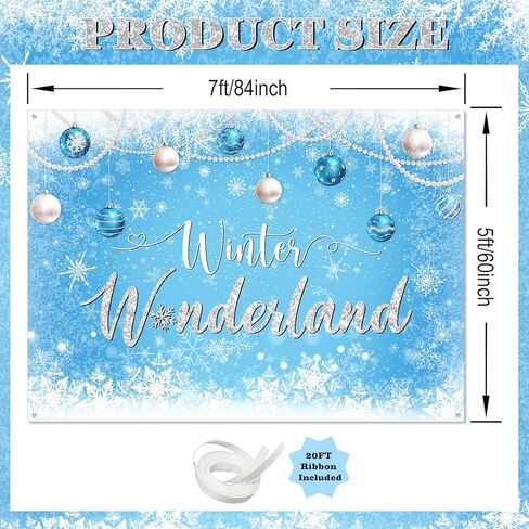 Avezano Winter Wonderland Backdrop Banner Winter Snowflake Birthday Party Decorations Winter Wonderland Baby Shower Banner Blue Christmas Snow Photography Background 70.8 x 43.3 Inch in Saudi Arabia