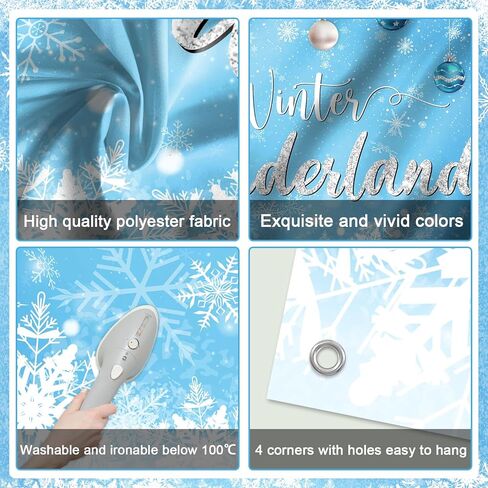 Avezano Winter Wonderland Backdrop Banner Winter Snowflake Birthday Party Decorations Winter Wonderland Baby Shower Banner Blue Christmas Snow Photography Background 70.8 x 43.3 Inch in Saudi Arabia