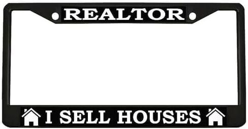 إطار لوحة ترخيص السمسار/سمسار عقارات I Sell Houses إطار لوحة ترخيص أسود لامع لطيف، رائع، مضحك إطار لوحة ترخيص للنساء والرجال-6x12-لوحة ترخيص عادية ممتازة مثالية للوسطاء العقاريين in Saudi Arabia