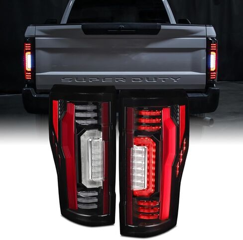 AKKON - Fit 2017 2018 2019 Ford F250 F350 F450 Superduty 17-19 أضواء خلفية LED كاملة مصباح إشارة الفرامل الخلفية للسائق جانب الركاب استبدال عدسة الدخان الأسود in Saudi Arabia