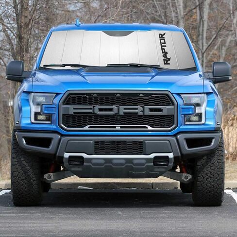 صورة iPick لسيارة Ford F-150 Raptor Universal Fit القسرية للزجاج الأمامي التلقائي للشمس بمقاس كبير 59 بوصة × 30 بوصة in Kuwait