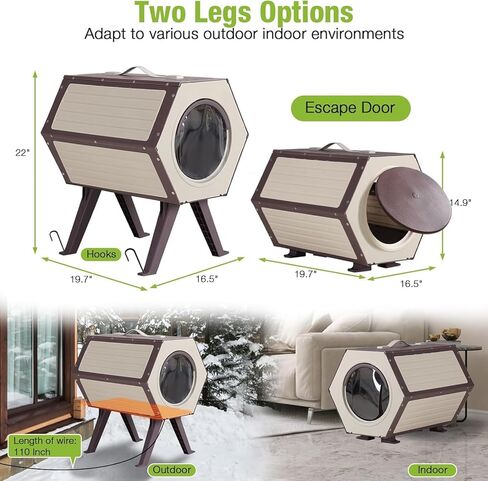 GUTINNEEN Outdoor Heated Cat House with Heater Insulated Feral Cat Shelter with Adjustable Temperature and Time Expandable Feral Cat House with Escape Door for Winter Weatherproof (1 Set) in Kuwait
