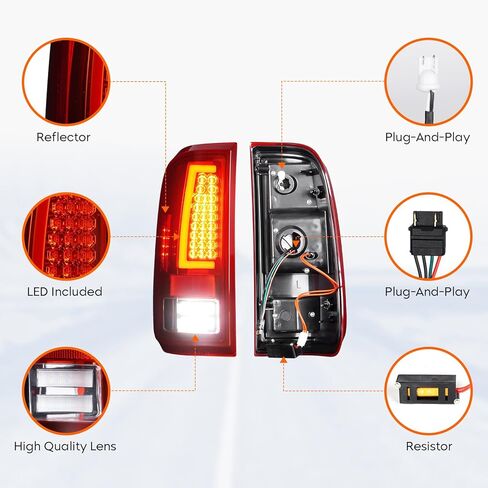 Tail Lights + 3rd Third Brake Cargo Lamp for Ford F250 F350 F450 F550 Super Duty 2008-2016 (Fleetside Bed Model), LED High Mount Stop Light Rear Taillight Assembly, Chrome Housing Red Lens in Saudi Arabia