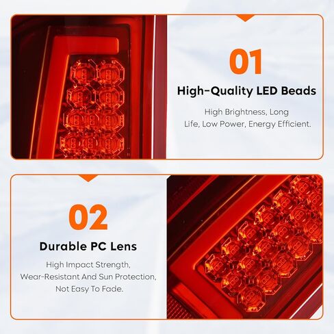 Tail Lights + 3rd Third Brake Cargo Lamp for Ford F250 F350 F450 F550 Super Duty 2008-2016 (Fleetside Bed Model), LED High Mount Stop Light Rear Taillight Assembly, Chrome Housing Red Lens in Saudi Arabia